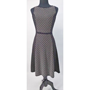 Alfani Woman Black White Fit Flare Dress Size XS Exposed Zipper Stretch Texture